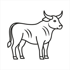 Stylized line art illustration of a bull standing profile view isolated on white background