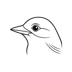 Fototapeta premium a flycatcher bird head line art silhouette vector illustration on white background