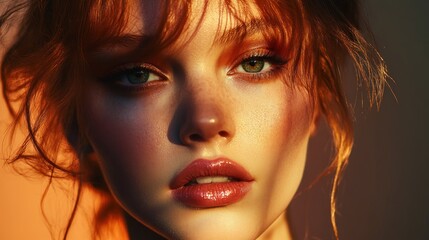 Closeup portrait of beautiful woman