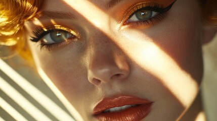 Closeup woman portrait dramatic makeup