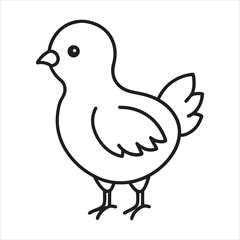 Cute cartoon chick outline illustration isolated on white background