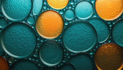 Textured Circles Teal Orange abstract background