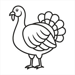 Simple cartoon outline drawing of a turkey isolated on white background