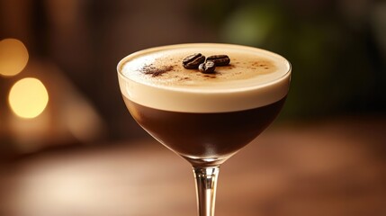 Coffee cocktail in martini glass