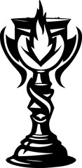 Ornamental Sacred Vase Trophy Black and White Vector Illustration