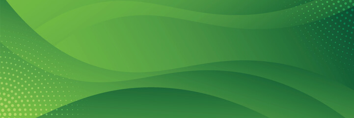 Abstract Green Background With Wavy Lines and Gradient Effect