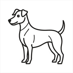 Simple line art illustration of a jack russell terrier dog isolated on white background