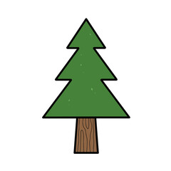 Fototapeta premium Cartoon Pine Tree Vector. Simple Evergreen Tree Illustration