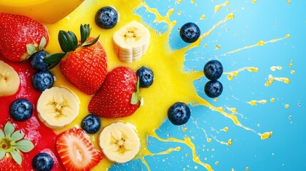 Colorful fruit splash composition
