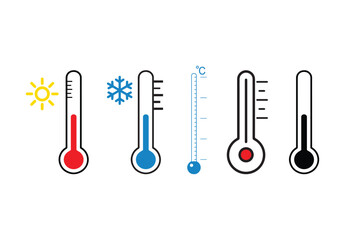 Temperature symbol set. Temperature icons vector set . Thermometer icons isolated.