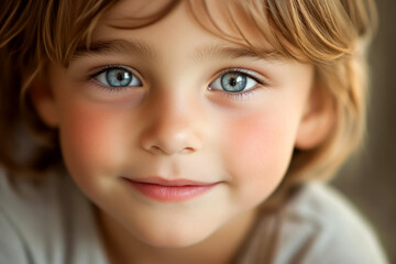 Close-up Portrait of a Child with Blue Eyes