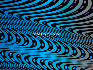 The background is a colorful gradient wavy diagonal line pattern on a black background, creating a dynamic and modern visual effect.