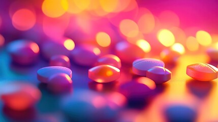 Colorful medicine pills close up