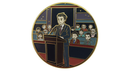 Orator and Audience Enamel Pin