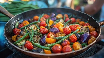 Colorful sauteed vegetables