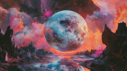 Colorful planet surreal landscape