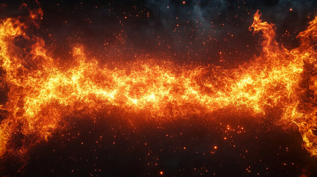 A vibrant orange hot fire frame border with dynamic flames surrounding an empty caption space in the middle. The fiery border creates a bold and intense visual effect, perfect for dramatic or energeti