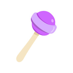 Cute Halloween purple lollypop. Vector cute caramel candy on white background. Funny cartoon illustration for fabric, decoration, sticker.