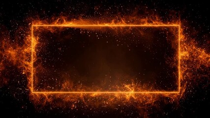 A vibrant orange hot fire frame border with dynamic flames surrounding an empty caption space in the middle. The fiery border creates a bold and intense visual effect, perfect for dramatic or energeti