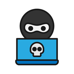 Vector illustration of a Hacker in solid line style isolated in white background. Modern and minimalist chart illustration