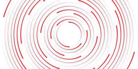Red Concentric Circular Dot Pattern on a Minimalist White Background vector illustrator eps10