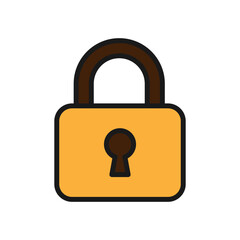 Vector illustration of a Padlock in solid line style isolated in white background. Modern and minimalist chart illustration