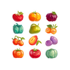 Fototapeta premium collection of vegetables food on the white bbackgrouund