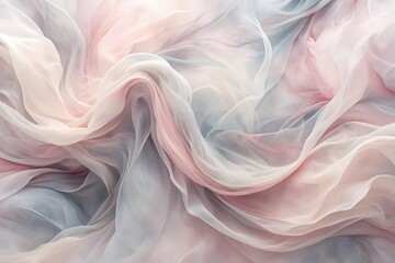 Obraz premium Ethereal soft pastel pink and grey fabric waves creating a dreamy texture
