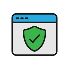 Vector illustration of a Web Security in solid line style isolated in white background. Modern and minimalist chart illustration