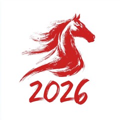 Brush stroke horse head illustration for Chinese New Year 2026