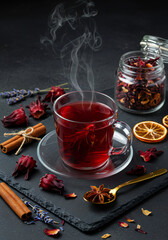 Floral Vitality &ndash; Hibiscus Herbal Tea Flatlay