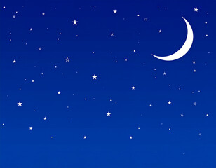 Serene Night Sky: Crescent Moon and Scattered Stars