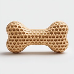 Light beige dog bone toy with honeycomb texture