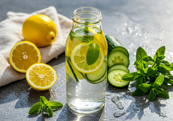 Fototapeta premium Infused Detox Water – Lemon Cucumber Mint 