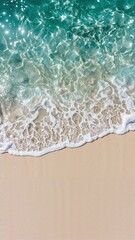 Visual harmony of waves and beach patterns seen from above, ideal for sea-inspired artwork or surf culture branding