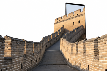 Ancient stone structure digital distortion isolated on a transparent background