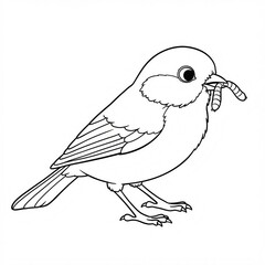 Fototapeta premium bird with worm sketch 