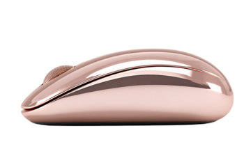 Elegant rose gold computer mouse, isolated on black background