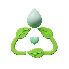 Nature and environment icon isolated on transparent background, energy sources for renewable, sustainable development. Ecology concept. Protection, planet care, natural recycling power. 3d rendering