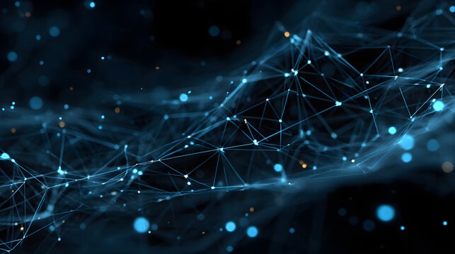 Fondo abstracto de tecnolog&iacute;a y ciencia. Malla o red con l&iacute;neas y formas geom&eacute;tricas detalle.