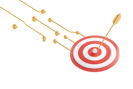 Digital target with arrow hitting the bullseye.