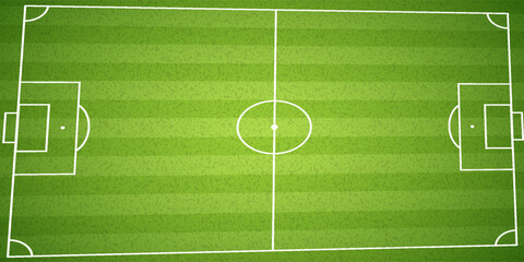 Top View of Soccer Field with Green Grass Texture and White Lines
