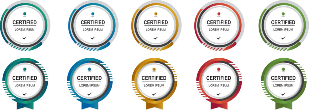 Set certificate badge circle or rounded modern template vector editable	