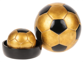 Golden soccer balls panels isolated on a transparent background