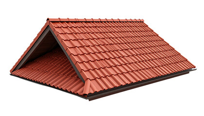Fototapeta premium Red roof tile structure with triangular shape and clean design