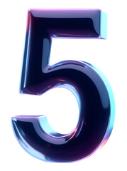 3d blue number 5 png transparent 