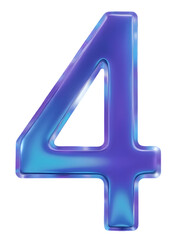 3d blue number 4 png transparent 