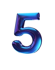 3d blue number 5 png transparent 