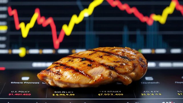 Grilled chicken breast showcasing market trends business analysis visual content digital environment close-up view culinary economics