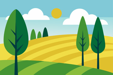 Obraz premium eucalyptus and cypress trees dotting sunlit fields.svg